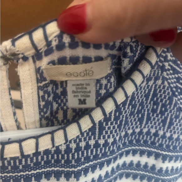 Ecote Navy and White Boho Mini Dress - Picture 3 of 5